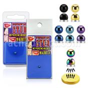 mgtb4 piercing magnetico media bola acero quirurgico anodizado 4mm base magnetica color dorado 8mm 1 pieza distribuidor