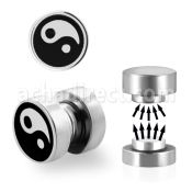 mip11 plug falso magnetico acero quirurgico logo yin yang rayado laser 8mm vendido por pieza distribuidor mayorista
