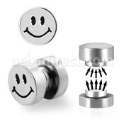 mip5 plug falso magnetico acero quirurgico logo cara sonriente 8mm vendido por pieza mayorista