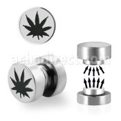 mip6 plug falso magnetico acero quirurgico logo marihuana 8mm se vende por pieza venta
