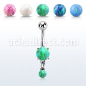 moopb4 piercing ombligo acero 316l opalo redondo colgante 4mm bola opalo sintetico mayorista