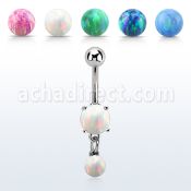 moopb5 piercing ombligo acero 316l opalo redondo colgante 5mm bola opalo sintetico al por mayor