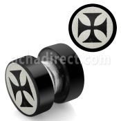 mpls3 plug falso magnetico acero 316l anodizado negro logo cruz grabado laser 8mm al por mayor