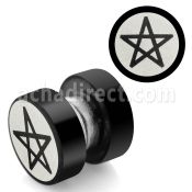 mpls7 plug falso magnetico acero 316l anodizado negro logo pentagrama rayado laser 8mm venta