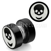 mpls9 plug falso magnetico acero 316l anodizado negro logo calavera grabado laser 8mm al por mayor