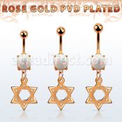 mrodsr piercing ombligo acero 316l pvd oro rosa opalo redondo colgante acero estrella david distribuidor