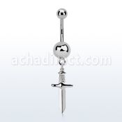 msd768 piercing ombligo acero quirurgico bola acero liso colgante punal colgante laton chapado plata