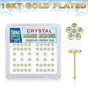 nbflbxcg 18k gold plated silver nose bones clear flower