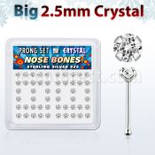 nbp19cx caja display piercing nariz hueso plata esterlina 925 0 6mm cristal claro 2 5mm distribuidor mayorista