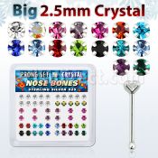 nbp19mx caja display piercing nariz hueso plata esterlina 925 0 6mm grandes zirconia 2 5mm mayorista