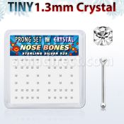 nbp6cx caja display piercing nariz hueso plata esterlina 925 0 6mm cristal claro 1 25mm distribuidor