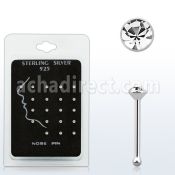 nbrdpk pack display 20 piercing nariz hueso plata esterlina 925 0 6mm cristal redondo claro 1 5mm mayorista