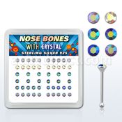 nbrdxabm caja display piercing nariz hueso plata esterlina 925 0 6mm cristal redondos recubrimiento ab venta