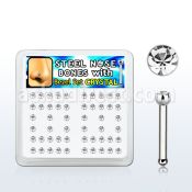 nbsb20xc caja display 52 piercing nariz hueso acero quirurgico cristal redondo 2mm bisel distribuidor