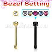 nbsbt20 piercing nariz hueso acero 316l anodizado redonda 2mm cristal bisel al por mayor