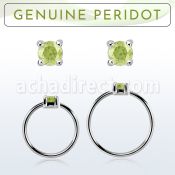 nhge4 aro continuo nariz plata 925 con genuina 2mm peridoto engastada distribuidor
