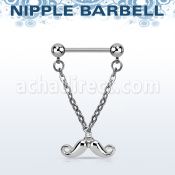 npdl38 barbell pezon acero quirurgico bolas 5mm conectadas traves colgante bigote feliz al por mayor