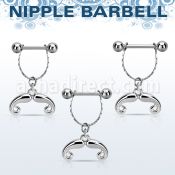 npdl39 barbell pezon acero quirurgico bolas 5mm conectadas traves colgante bigote frances al por mayor