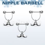 npdl40 barbell pezon acero quirurgico bolas 5mm conectadas traves colgante bigote feliz distribuidor