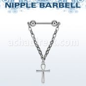 npdl50 barbell pezon acero quirurgico bolas 5mm conectadas traves colgante cruz ankh plata distribuidor