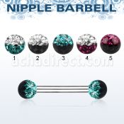 npfr5e barbell pezon acero quirurgico bolas 5mm multi cristal ferido 2 colores lados distribuidor