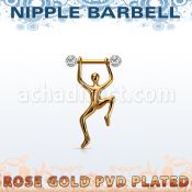 npttd15 barbell pezon acero 316l pvd oro rosa bolas 5mm multi cristal ferido hombre colgando oro rosa distribuidor