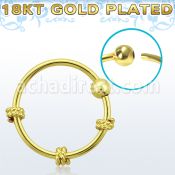 nr27rg aro nariz plata esterlina oro 18 kts alambre espiral triple bola fija 2mm 10mm mayorista