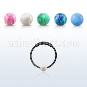 ns03blo aro nariz continuo plata esterlina negro 0 6mm bola opalo 3mm 12mm al por mayor