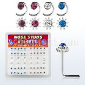 nsbxm2 caja display piercing nariz l plata 925 0 6mm espiral sol cristal redondo centro distribuidor mayorista