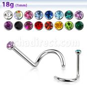 nsc18 piercing nariz l acero quirurgico 1mm cristal redondo 2mm mayorista