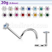 nscflc piercing nariz l acero quirurgico brillo espejo flor cristal centro venta