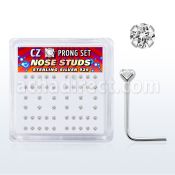 nsczbxc caja display piercing nariz l plata esterlina 925 0 6mm zirconia claras redondas 2mm distribuidor mayorista