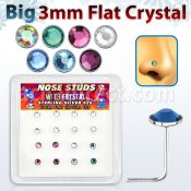 nsfb16m caja display 16 piercing nariz l plata esterlina 925 0 6mm cristal redondo 3mm extra plano mayorista