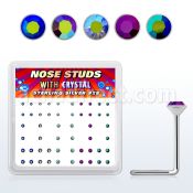 nsmabm caja display piercing nariz l plata esterlina 925 0 6mm cristal redondos recubrimiento ab 1.4mm 1 5mm 1.8mm venta