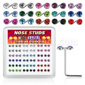nsmsbxm caja display 36 piercing nariz plata 925 0 6mm nota musical cristal redondo color centro al por mayor
