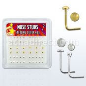 nsmx1 caja display piercing nariz l plata esterlina 925 0 6mm las bola 1 5mm disco plano 2mm disco oro 18 kts venta