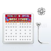 nsp14cx caja display piercing nariz l plata 925 0 6mm cristal redonda clara 2mm mayorista