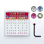 nsrbbxm caja display piercing nariz l plata esterlina 925 negro 0 6mm cristal distribuidor