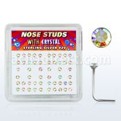 nsrdbxab caja display piercing nariz l plata esterlina 925 0 6mm cristal claro recubrimiento ab 1 5mm al por mayor