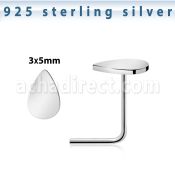 nsvdr 925 sterling silver nose stud teardrop shaped top
