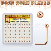 nsxrsb2 caja display piercing nariz l plata 925 0 6mm oro rosa bola 2mm mayorista