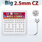 nszbc25 caja display piercing nariz l plata esterlina 925 0 6mm grandes zirconia claras 2 5mm al por mayor