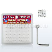 nszbc caja display piercing nariz l plata esterlina 925 0 6mm zirconia claras redondas 1 5mm mayorista