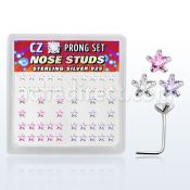 nszbsm caja display piercing nariz l plata esterlina 925 0 6mm zirconia estrella 3mm distribuidor