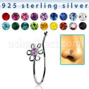 nvcl3 piercing nariz clip plata esterlina flor alambre cristal centro venta