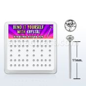 ny14cx caja display piercing nariz doblar tu mismo plata 925 0 6mm cristal redondo claro 2mm distribuidor