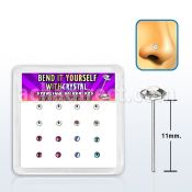 nyfbs16m caja display 16 piercing nariz doblar tu mismo plata esterlina 925 0 6mm cristal redondo extra plano 2 5mm mayorista