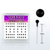nykbbx2 caja display piercing nariz doblar tu mismo plata esterlina 925 0 6mm bola negro 2mm mayorista