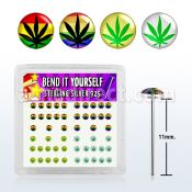 nylgx1 caja display piercing nariz doblar tu mismo plata esterlina 925 0 6mm disenos variados logo marihuana distribuidor mayorista