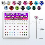 nyp14mx caja display piercing nariz doblar tu mismo plata 925 0 6mm cristal redondo 2mm venta